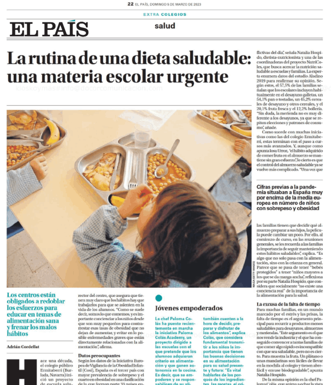 Noticia Paloma Colás Academy El País marzo 2023