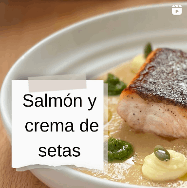 Salmón y crema de setas. Receta Paloma Colás